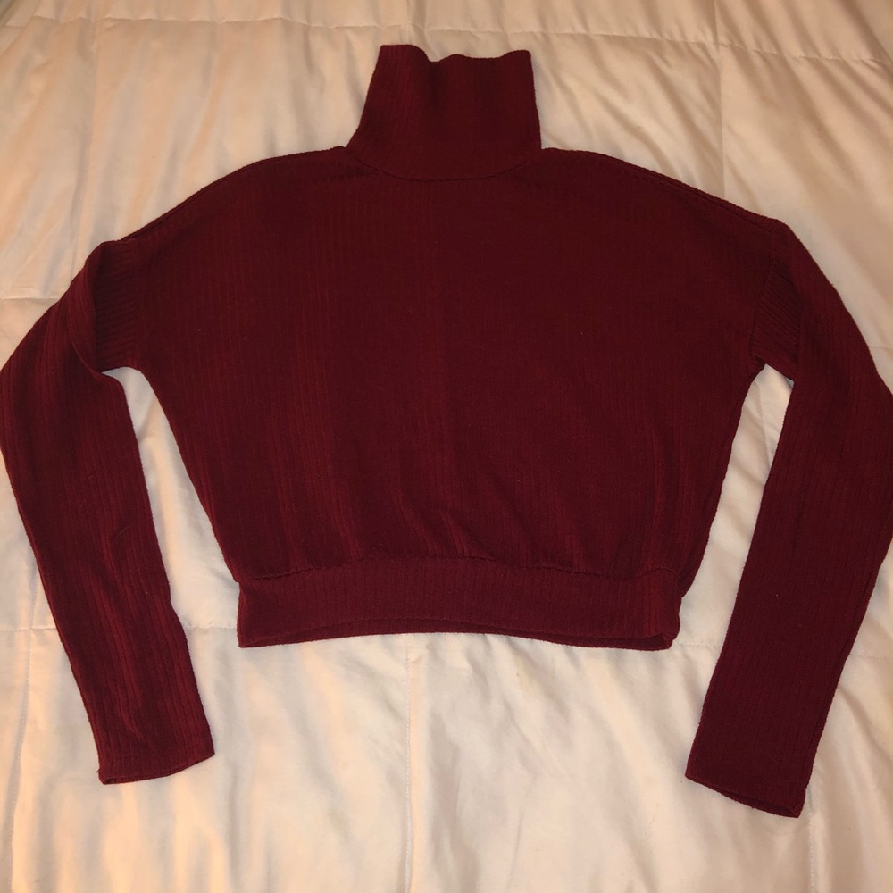 👑 Cropped Red Turtleneck